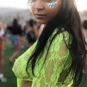 Neon Green Lace Two Piece ! Perfect for Coachella